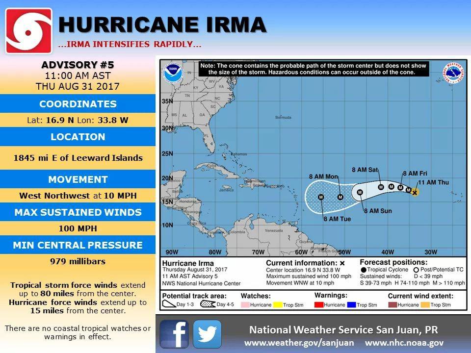 Huracán Irma pudiera desarrollar más fuerza esta noche
