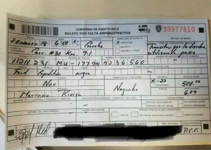 Multan a alcalde de Naguabo por conducir en el paseo de la PR-30