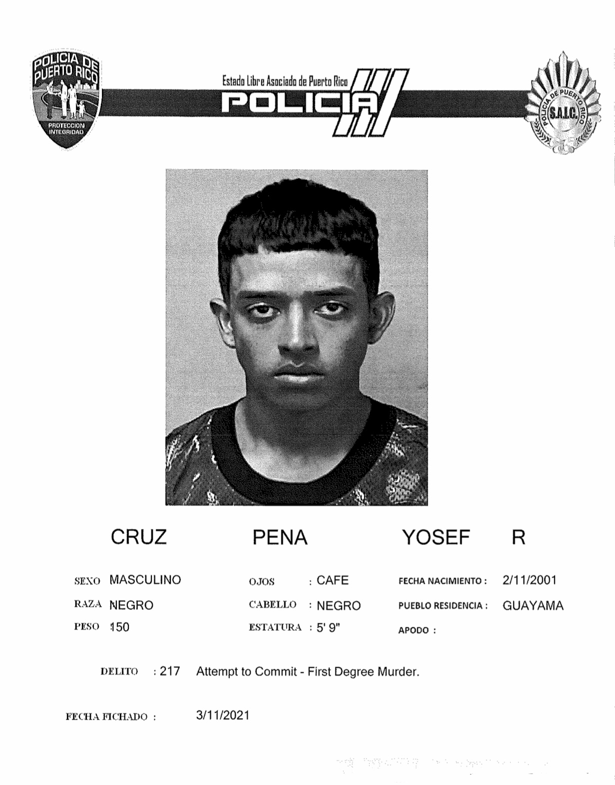 Causa para arresto por intento de “carjacking” a agente en Yabucoa