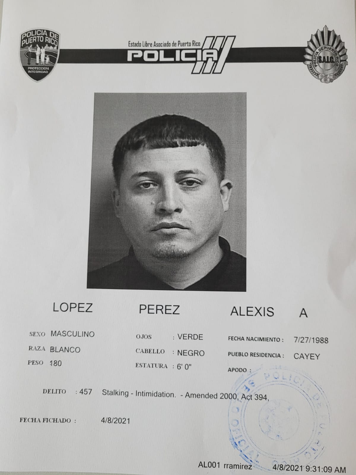 Causa para arresto por violar Ley de Acecho
