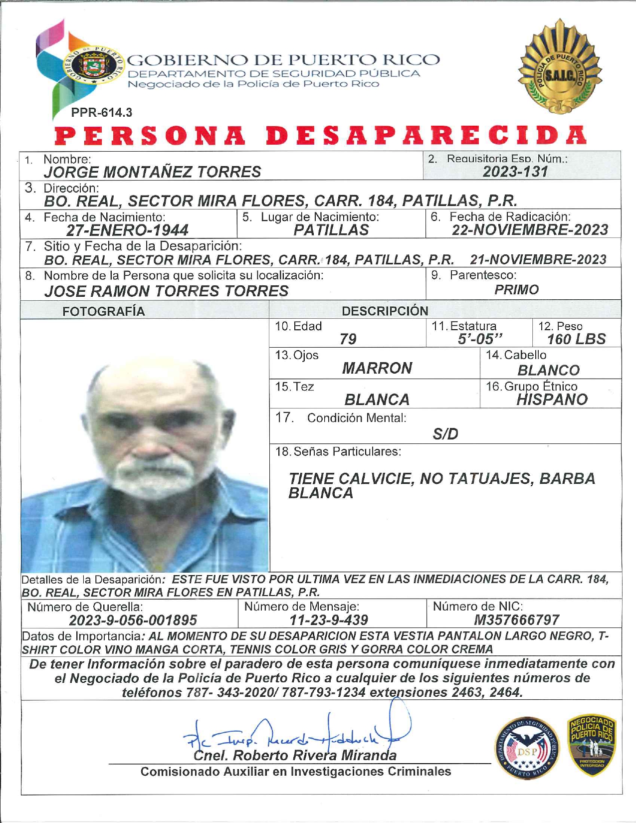 Activan alerta silver ante desaparición de adulto mayor con Alzheimer