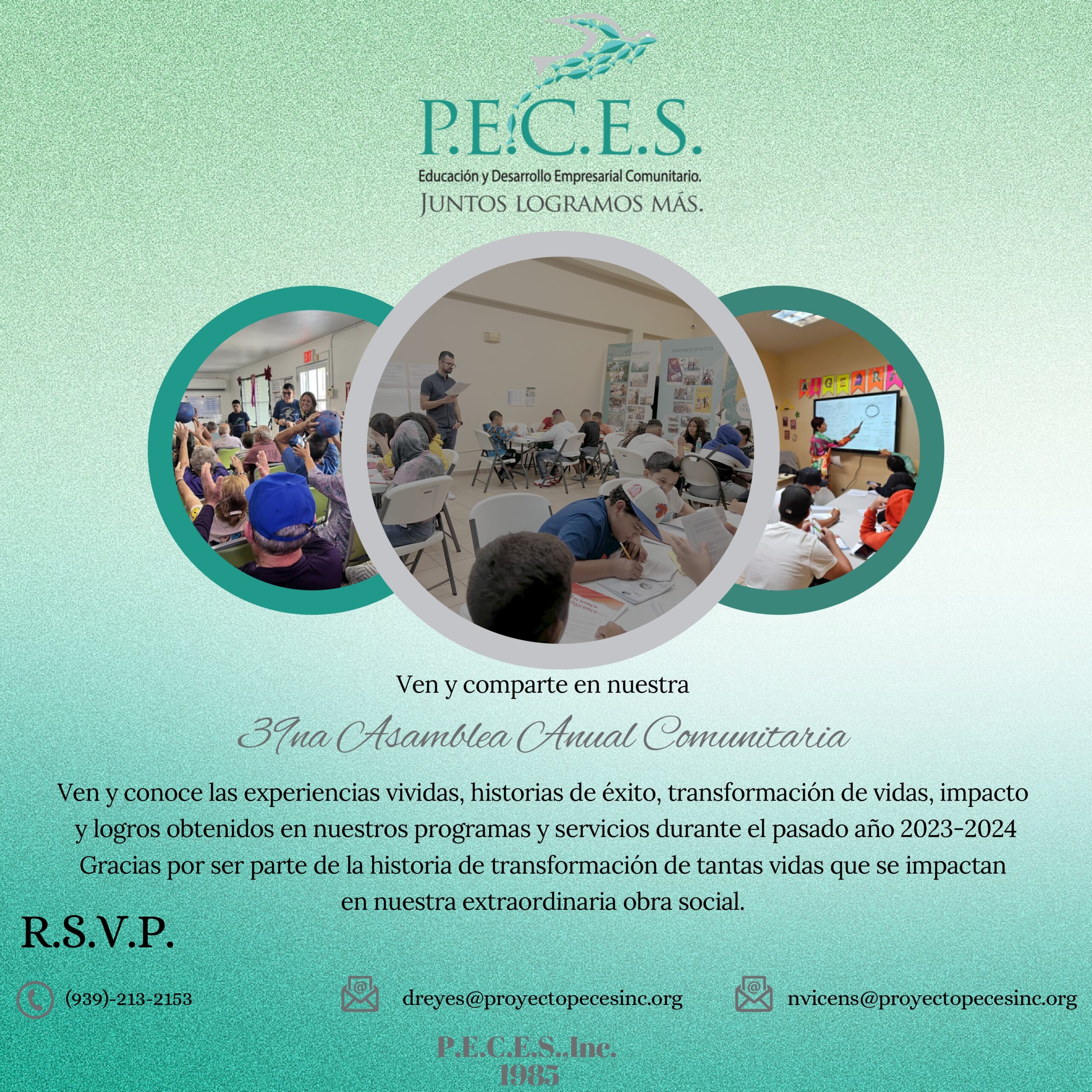 P.E.C.E.S., Inc. les invita a su 39na Asamblea Anual