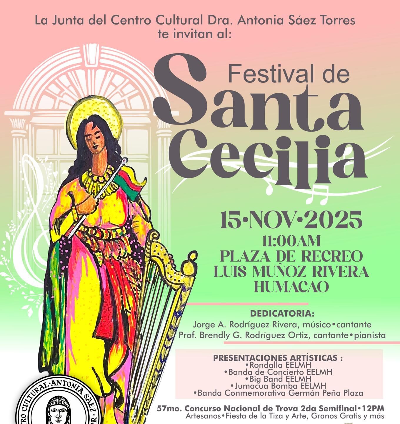 Anuncian el Festival de Santa Cecilia 2025 en Humacao