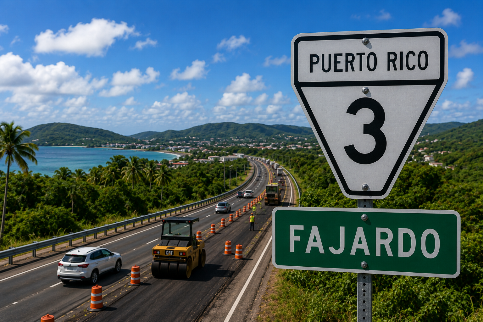 Continúan los trabajos de rehabilitación de pavimento en la PR-3 en Fajardo